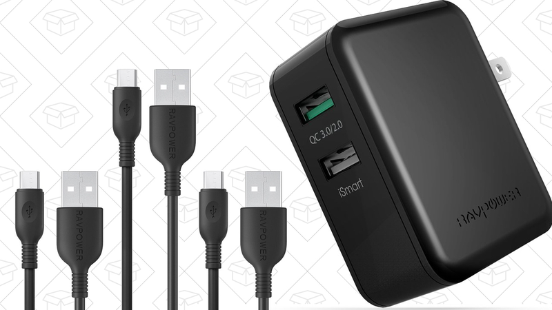 Quick Charge 3.0 Wall Charger + FREE 3-Pack MicroUSB Cables, $16 with code 37JFCDS3